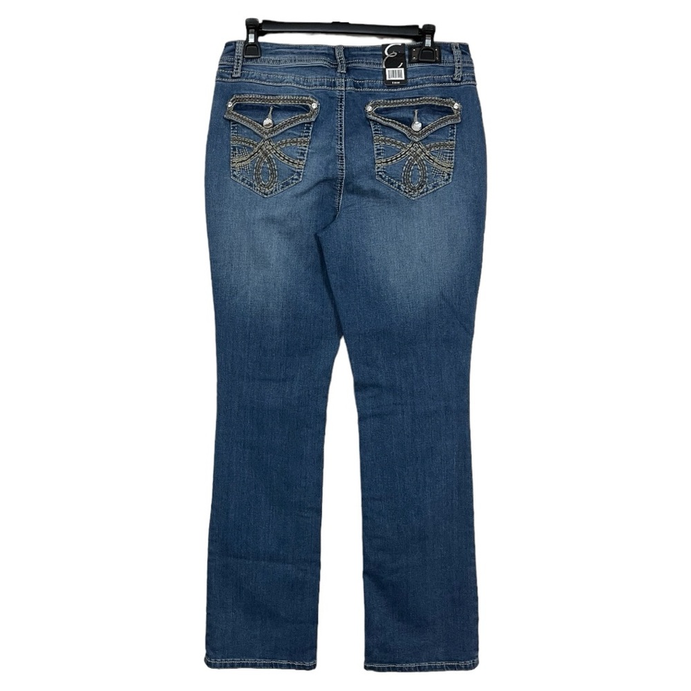Earl Jeans Slim Bootcut Rhinestone Embellished Flap Pocket Jeans Size 10 NWT - Picture 2 of 7